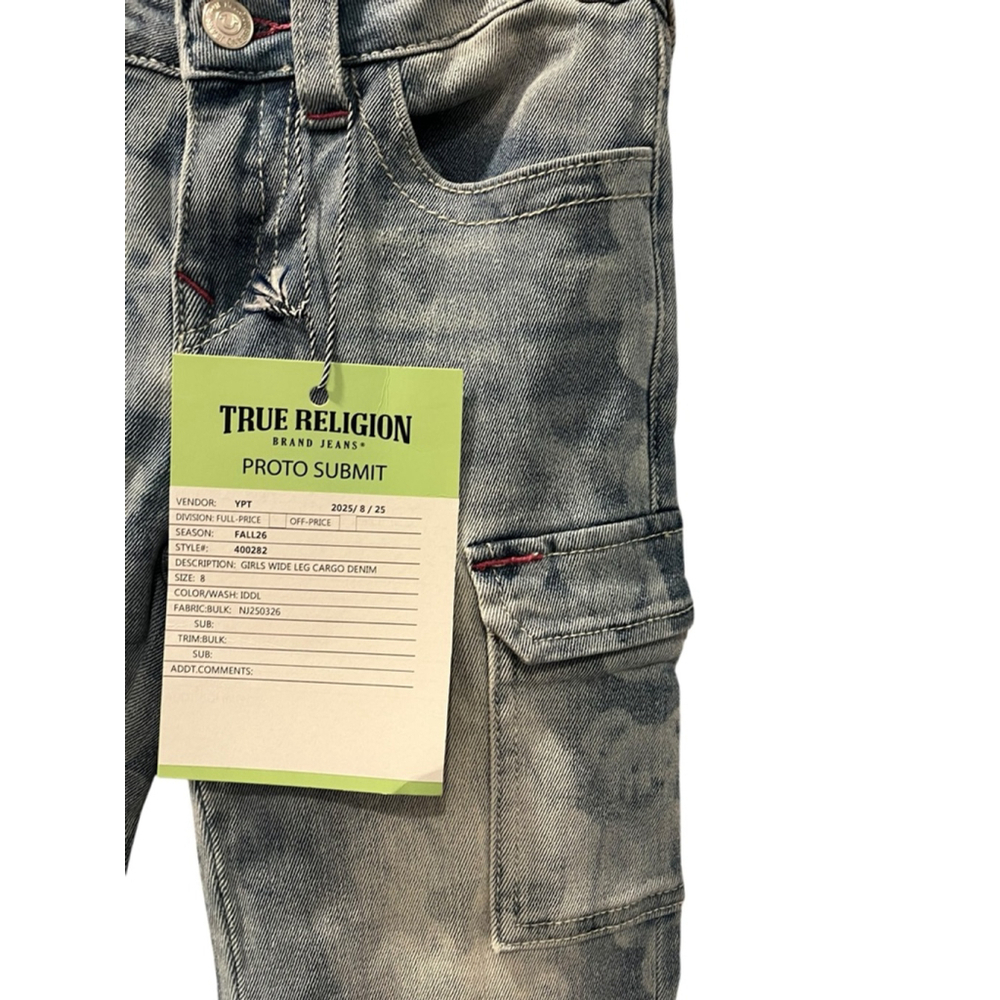 True Religion Teddy Bear Proto Submit Sample Size 8 Girls Cargo Jeans Wide RARE - Picture 5 of 13